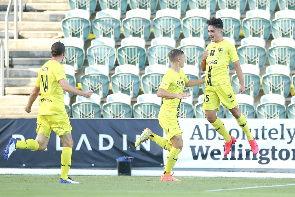 Wellington's Mirza Muratovic celebrates scoring against Western Sydney Wanderers. Photo: Getty