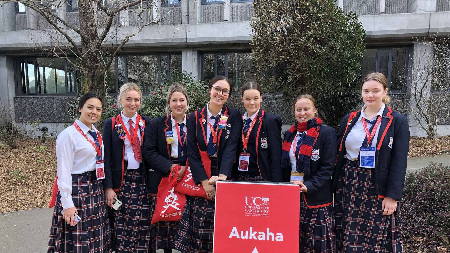 Kate Gutry (third from left) at the Canterbury University information day for Maori students....
