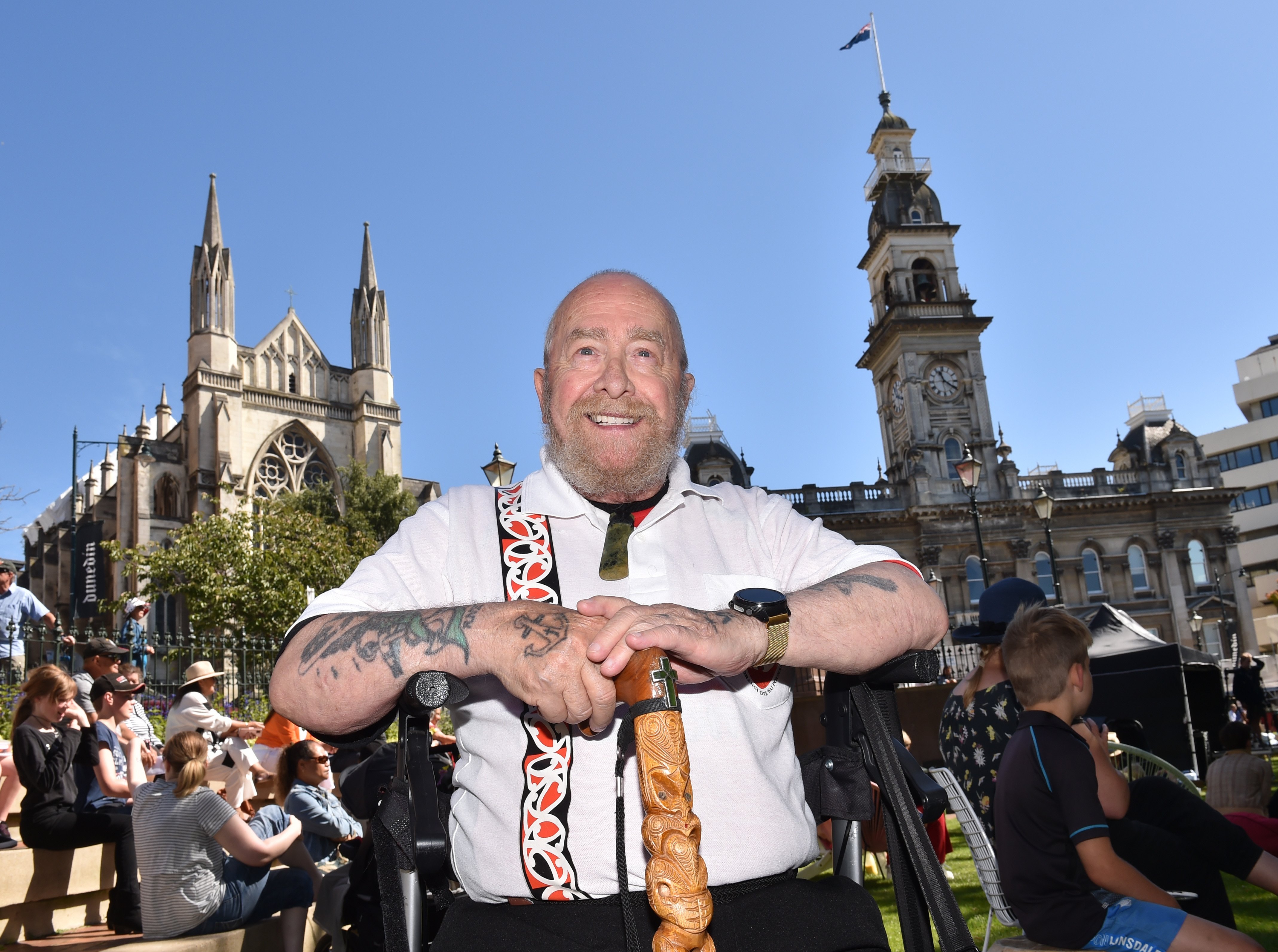Wiremu Quedley, of Dunedin, celebrates his Ngati Hau and British descent at a low-key celebration...