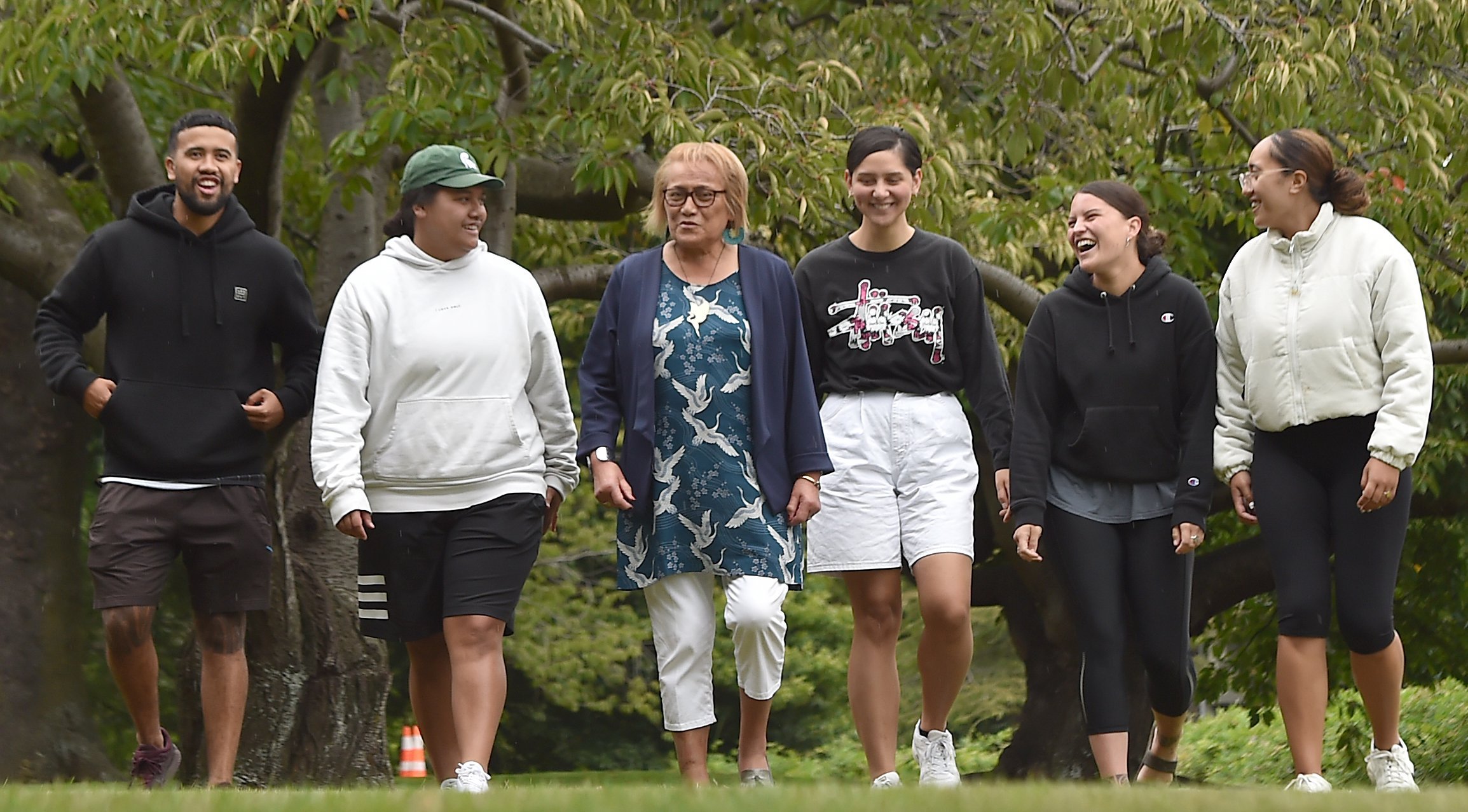 Retiring Maori Centre tumuaki/manager Pearl Matahiki (third from left) talks with University of...