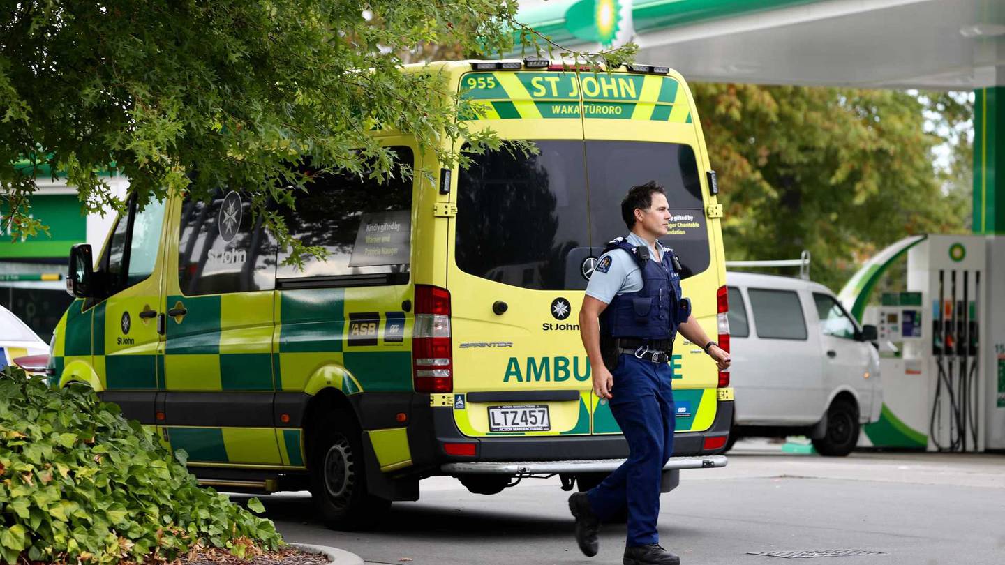 Emergency services respond to a crash in Fendalton on Thursday. Photo: George Heard