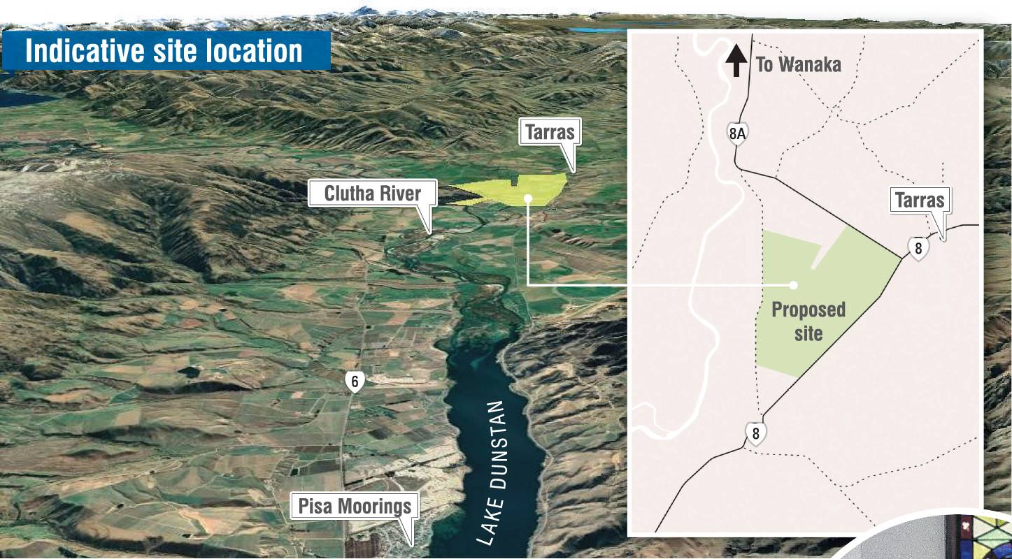 The site for the proposed Tarras airport. GRAPHIC: CHRISTCHURCH INTERNATIONAL AIRPORT LTD/ODT