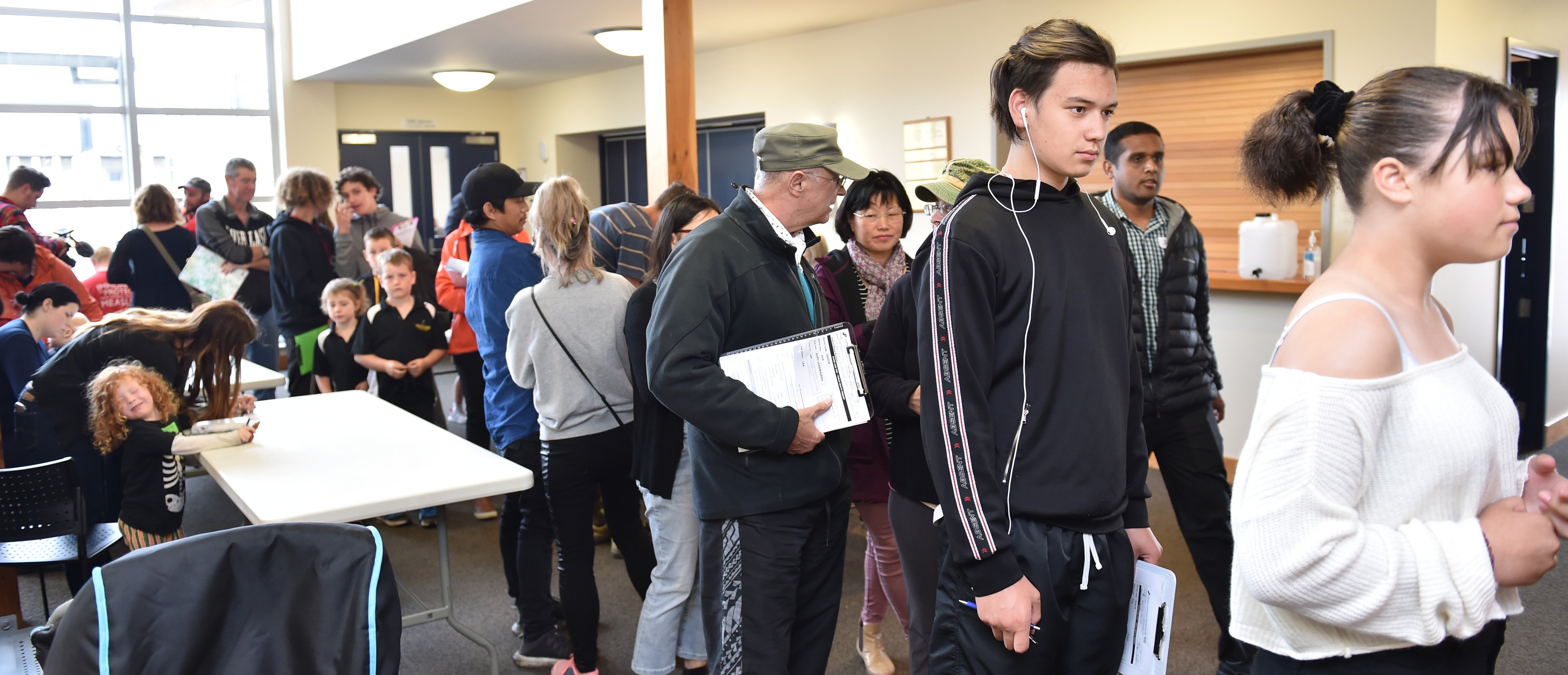 Waikouaiti residents queue for blood tests. PHOTO: GREGOR RICHARDSON
 