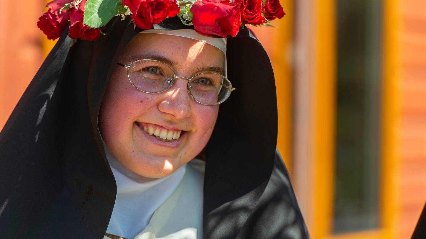 Sister Anne Marie pictured at he time of taking a vow of silence to become a Carmelite Nun of the...