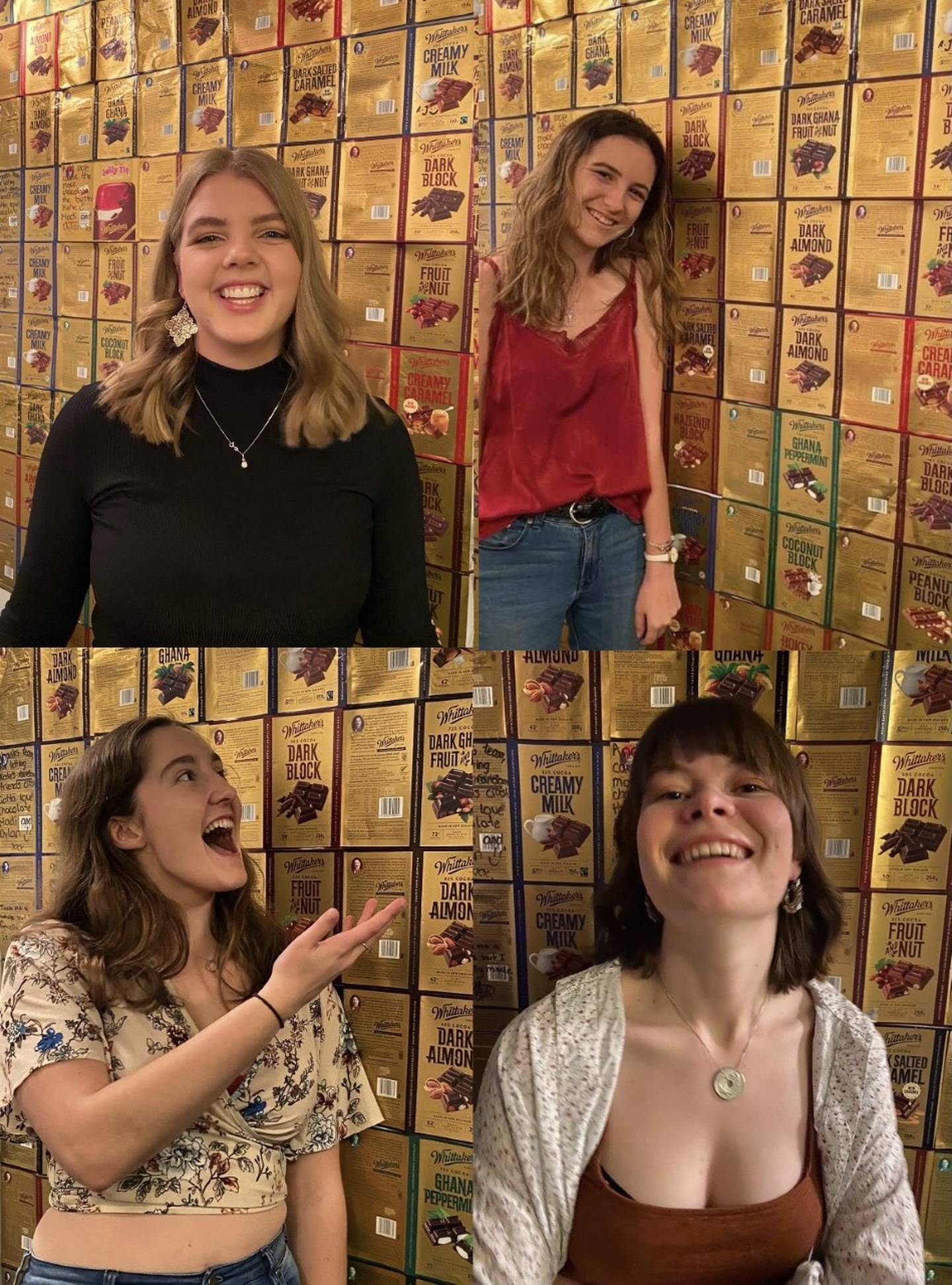 Flatmates Taylah Shuker, Kate Standish, Kate Haszard and Mara Leyland had been collecting the wrappers for a year and a half. Photo / Supplied