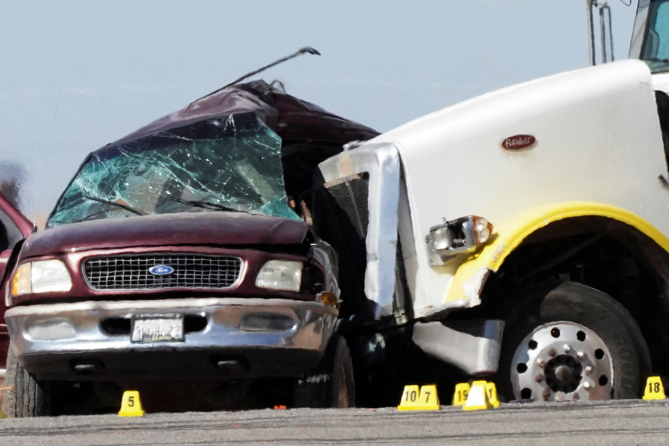 The entire driver's side of the smaller vehicle was caved in, and the passenger side was flung...