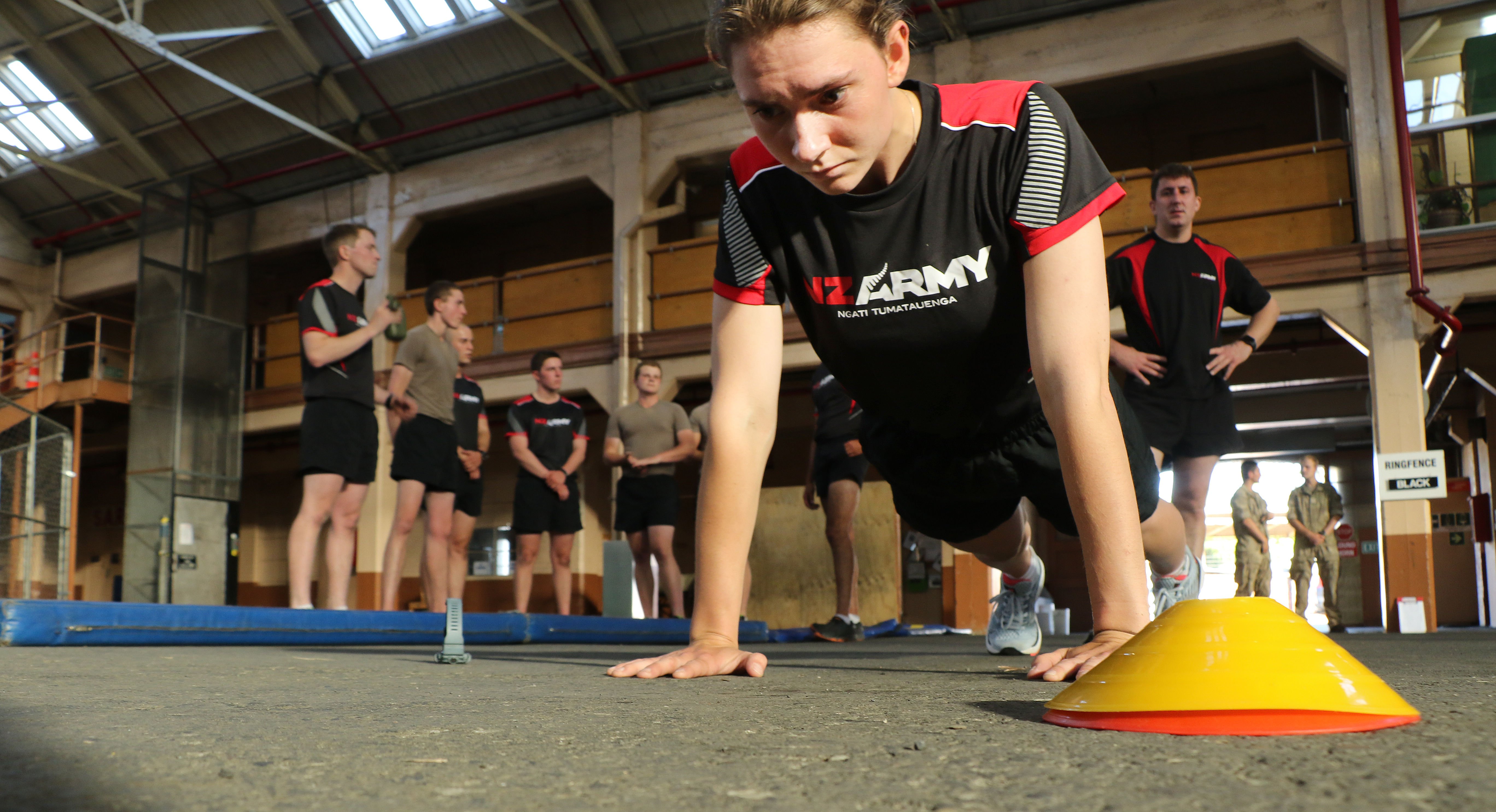 New recruit Private Kathy Shaw completes her set of press-ups.The new recruits were all put...