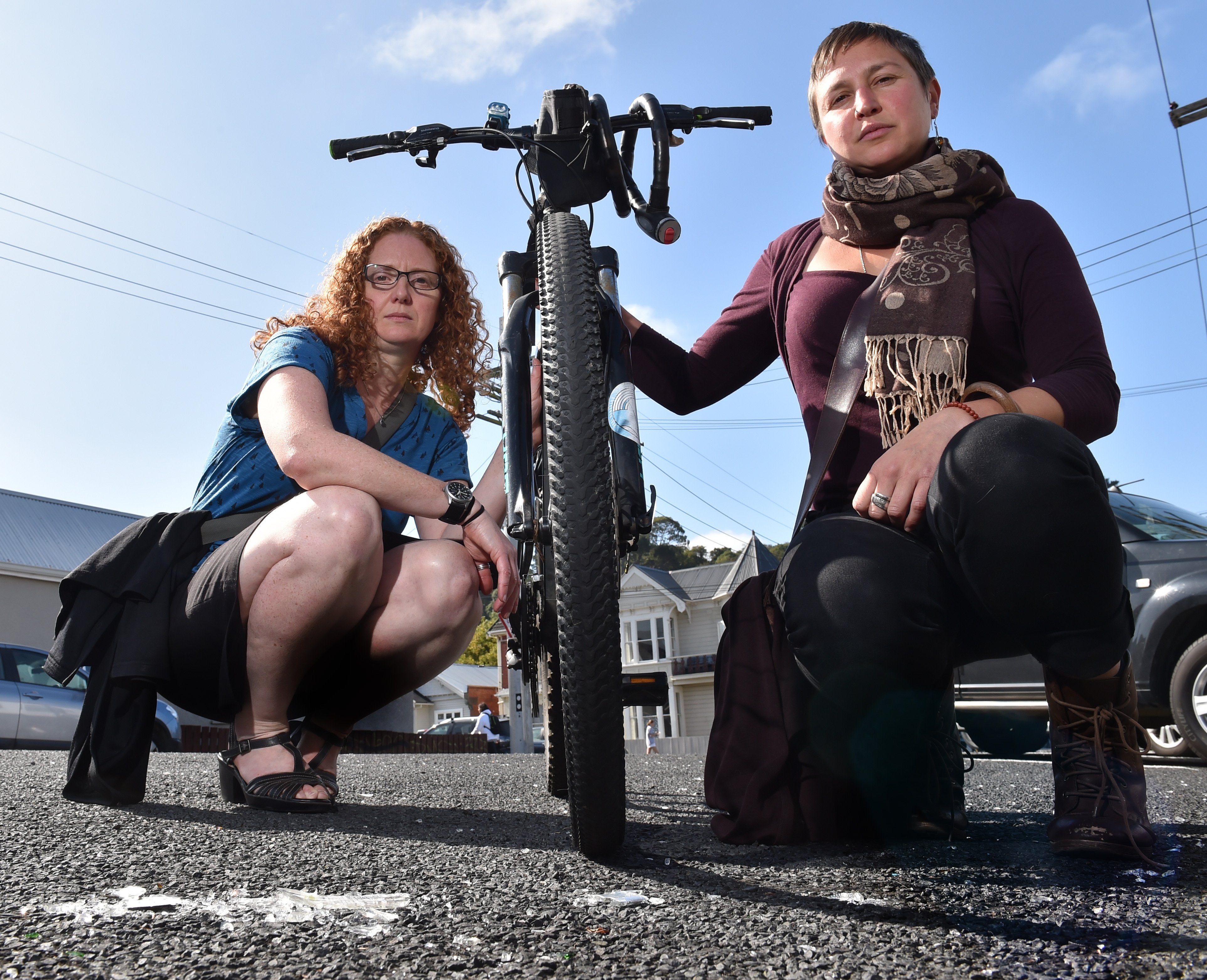 Kimberly Smith (left) and Kitty Cresswell-Riol say Dunedin streets should be safe for cyclists....