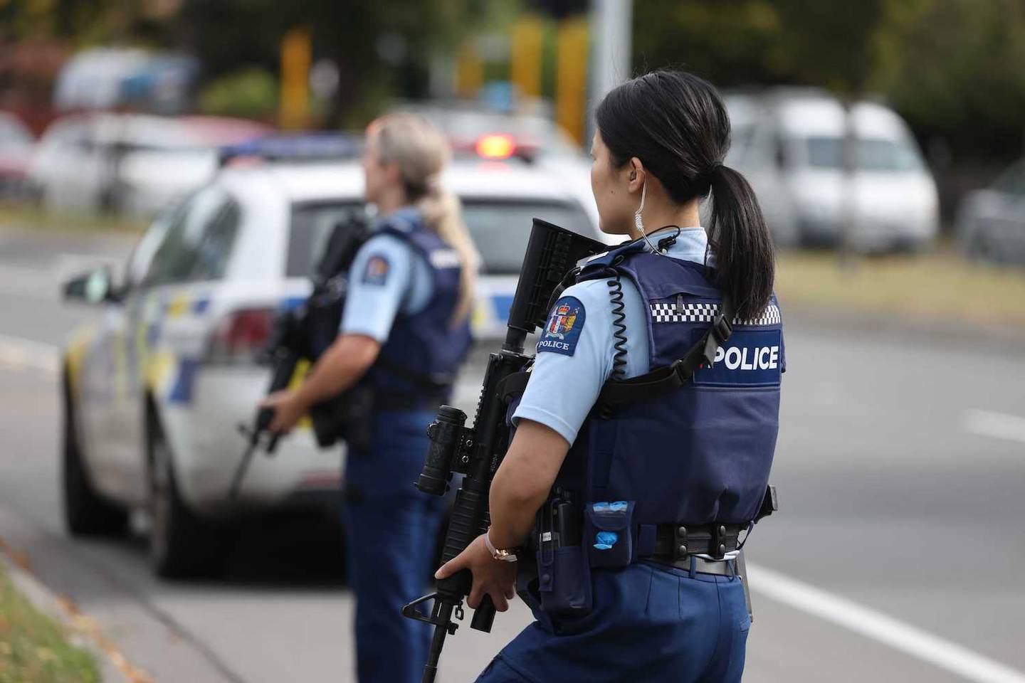 Police at the scene in Christchurch this afternoon. Photo: NZ Herald