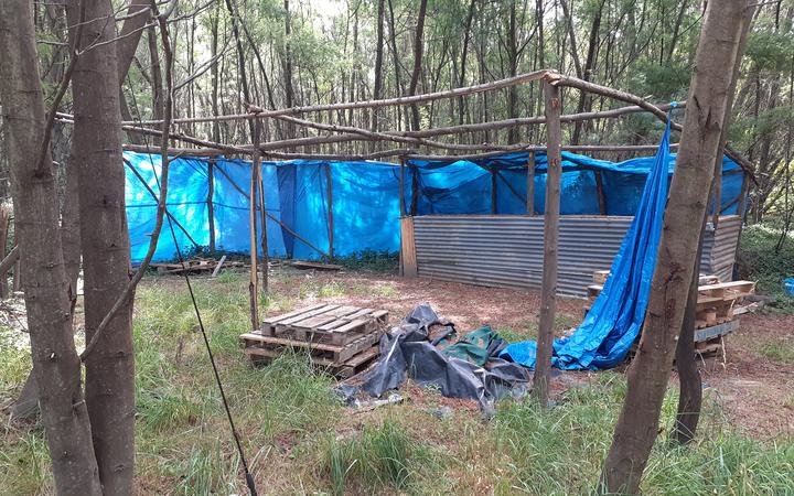 Council rangers have found and pulled down a “large, unauthorised campsite” near the Waikakaho...