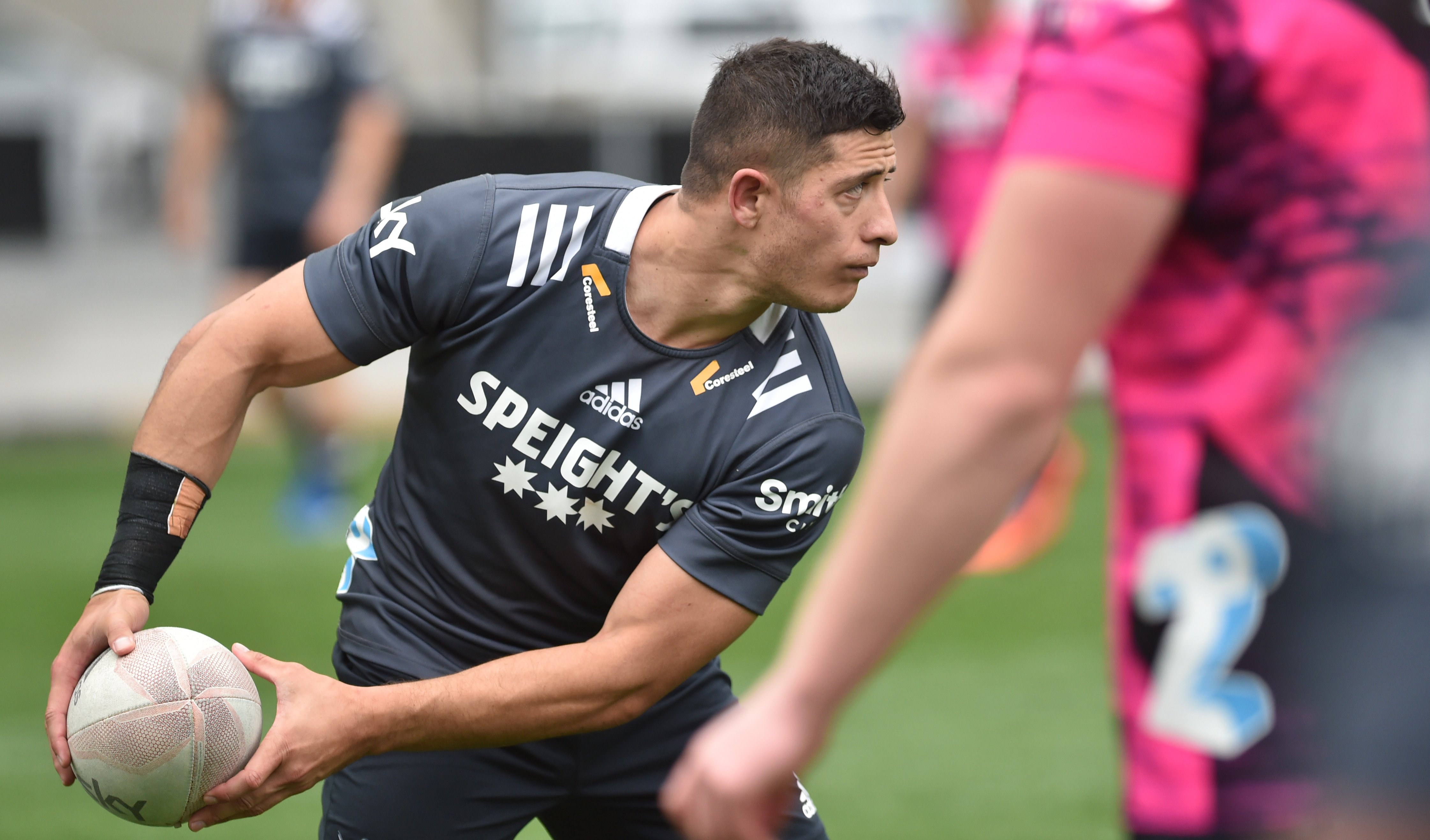 Freedom Vahaakolo at Highlanders training at Forsyth Barr Stadium yesterday. PHOTO: GREGOR...