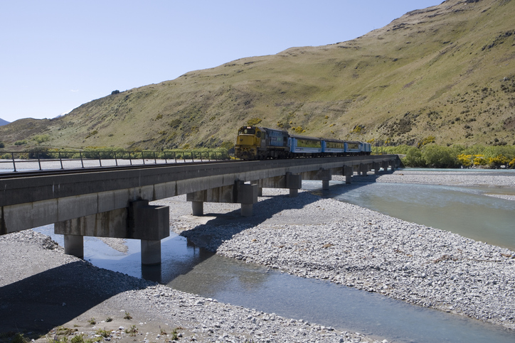 The TranzAlpine crossing the Waimakariri River Bridge. Photo: Getty Images