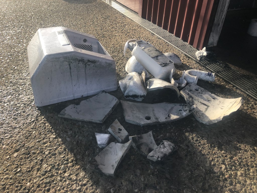 Hand dryers, hand basins and toilet roll dispensers have been ripped from the wall and smashed....