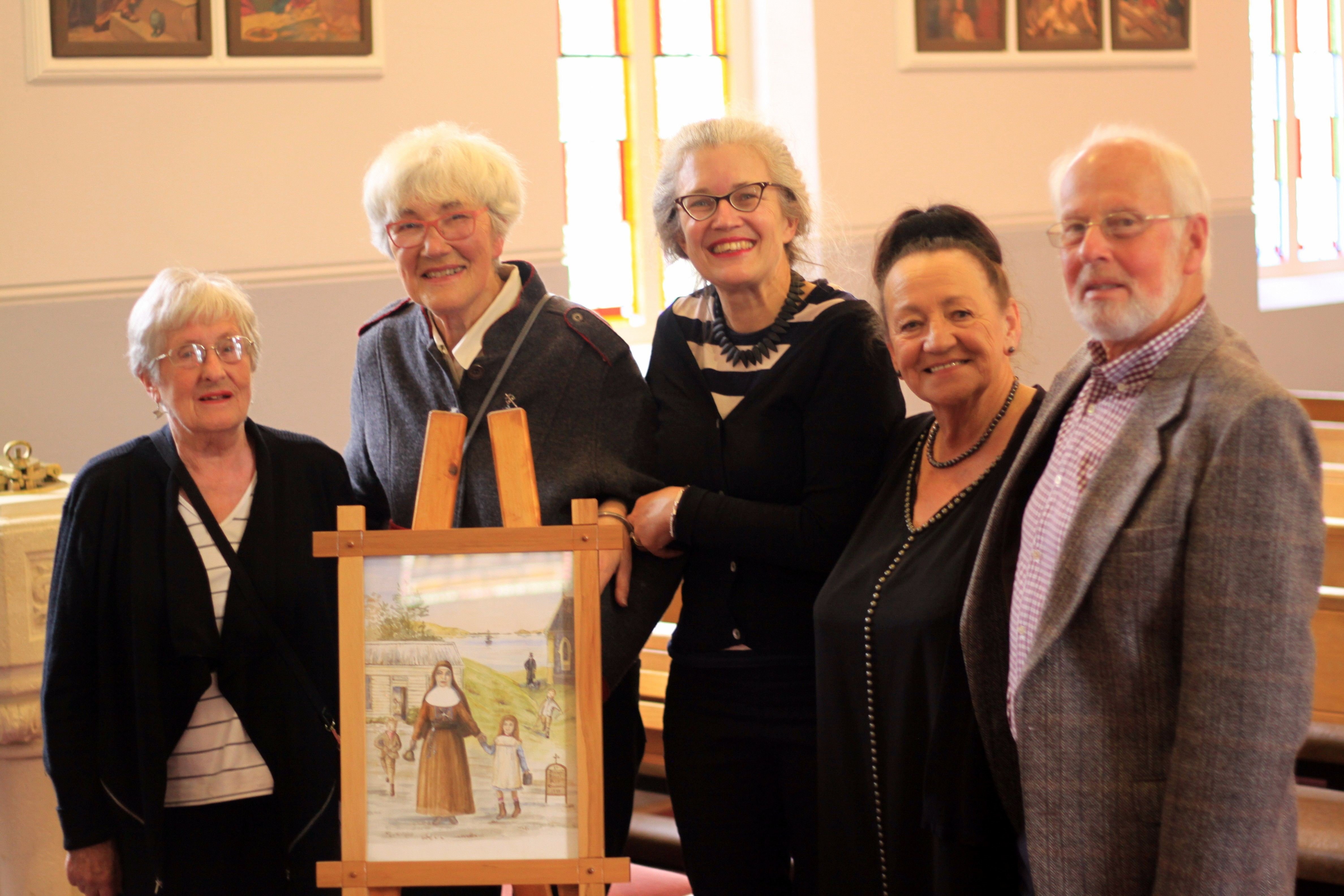 Celebrating the unveiling of a portrait of St Mary MacKillop at St Mary Star of the Sea church at...