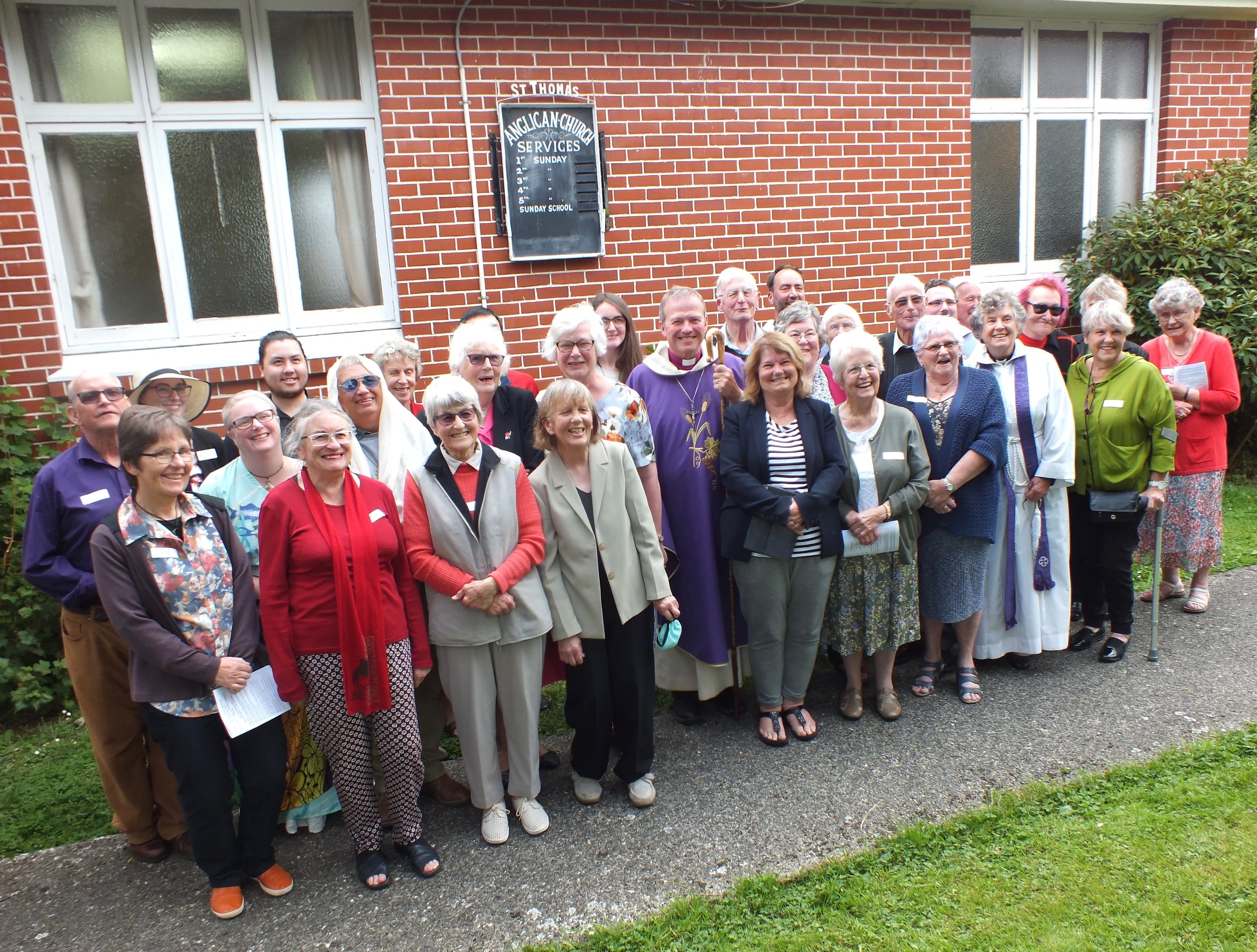 Former parishioners who attended the Sunday afternoon service with Anglican Bishop of Dunedin...