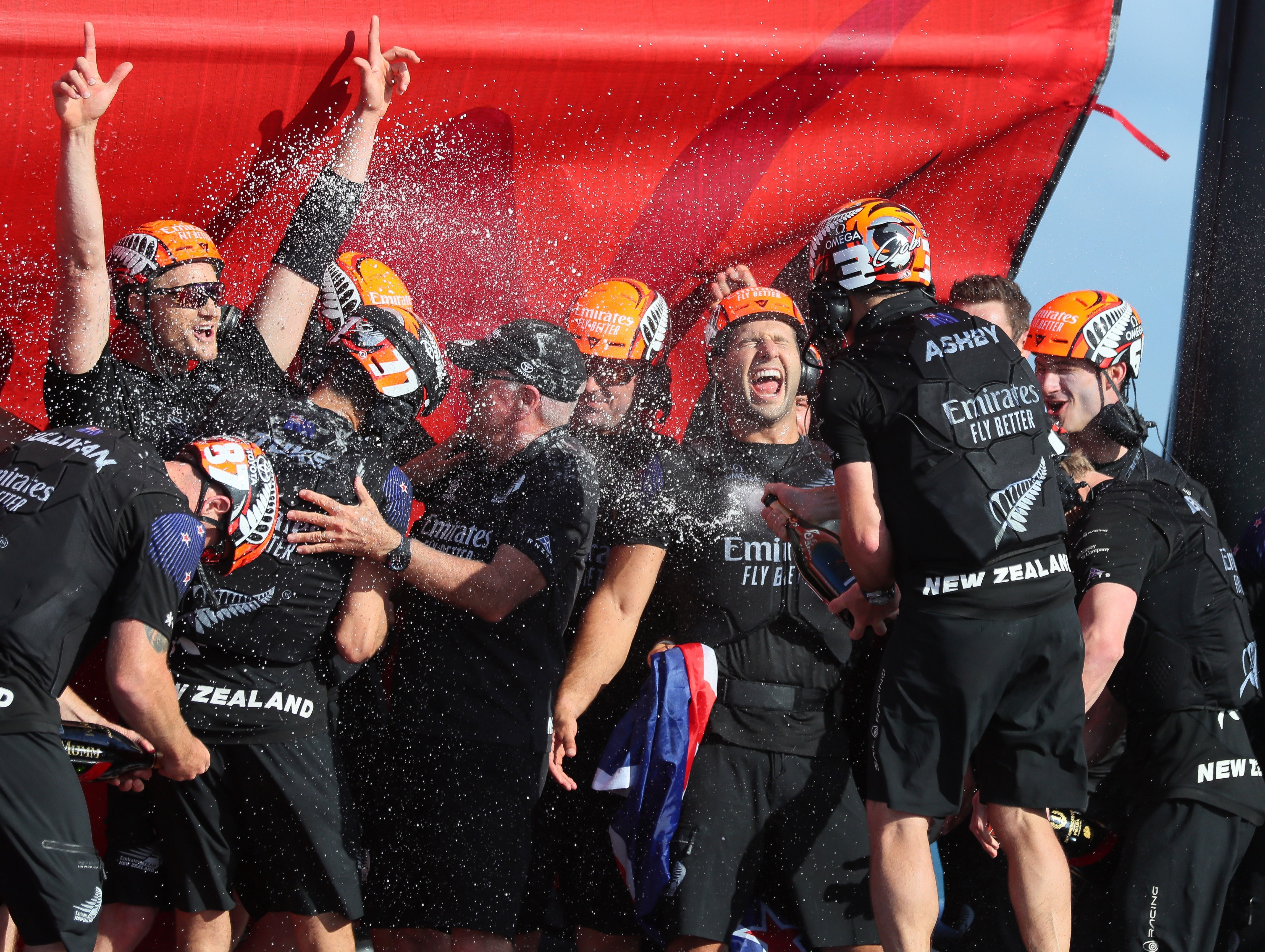 Team New Zealand after the win on home waters. Photo: Reuters