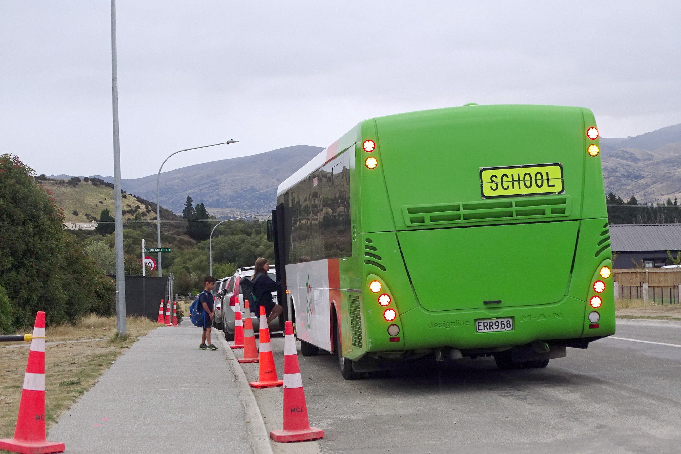  Cones keep pupils safe after buses have had to stop in the middle of Alison Ave, due to a lack...