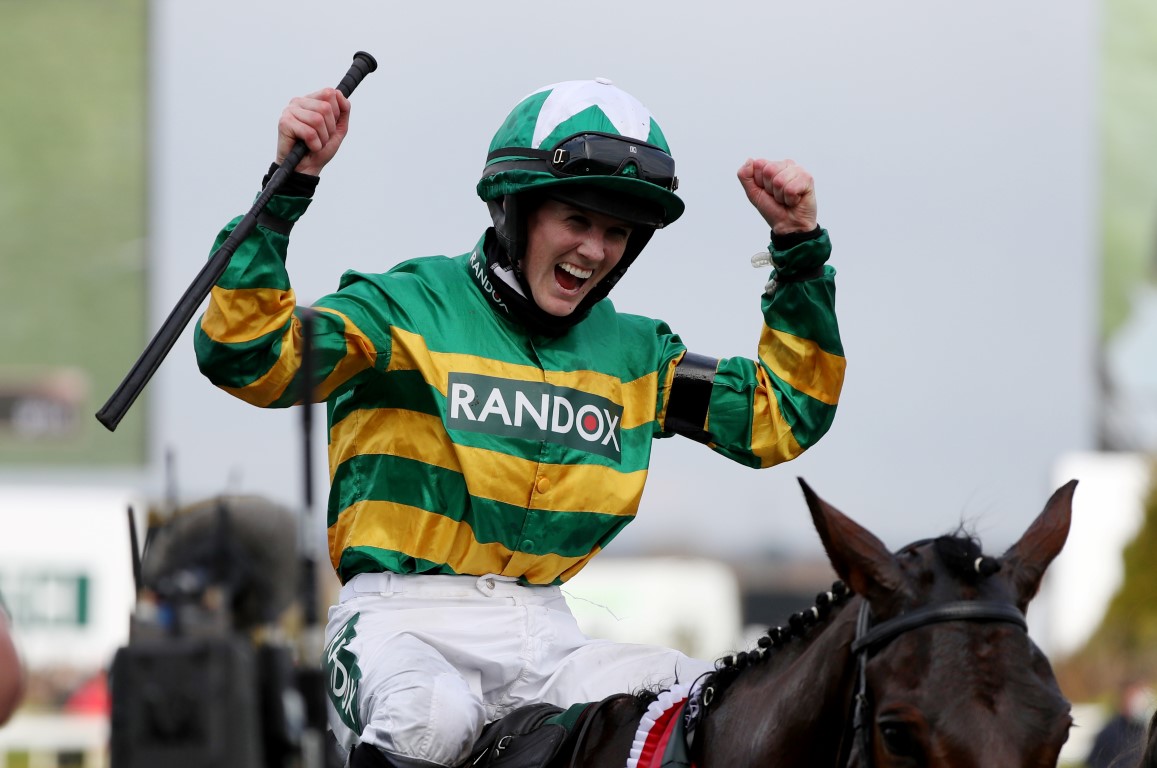 Rachael Blackmore celebrates her victory in the Grand National. Photo: Reuters