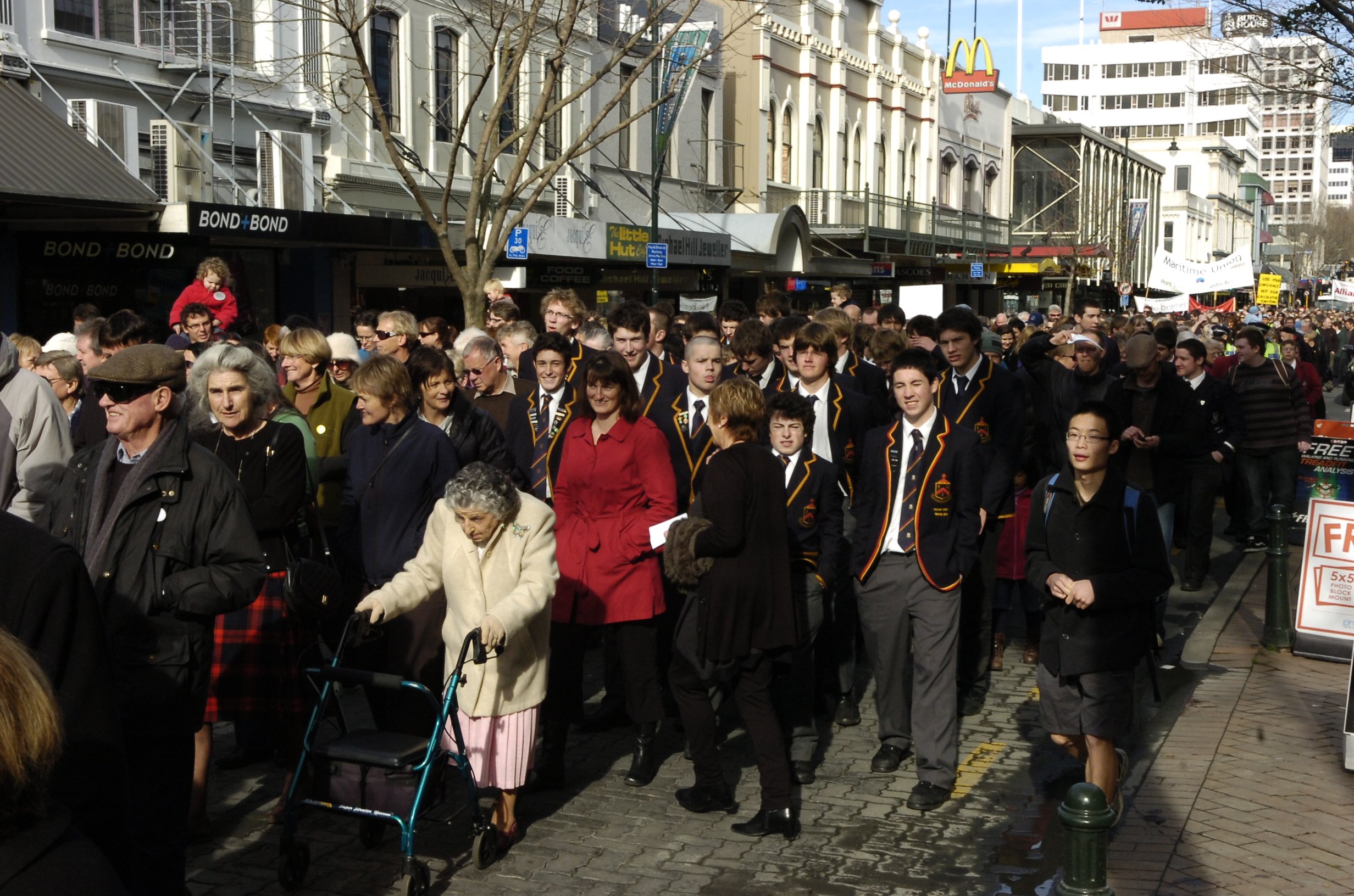 Protesters on the streets of Dunedin over the proposed loss of neurosurgery services in 2010....