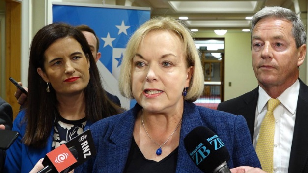 National Party leader Judith Collins with housing spokeswoman Nicola Wills (L) and Infrastructure...