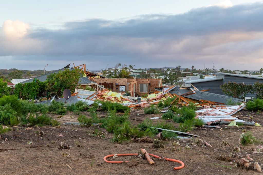 Damaged buildings are seen in Kalbarri after Cyclone Seroja hit the area. Photo: Getty Images