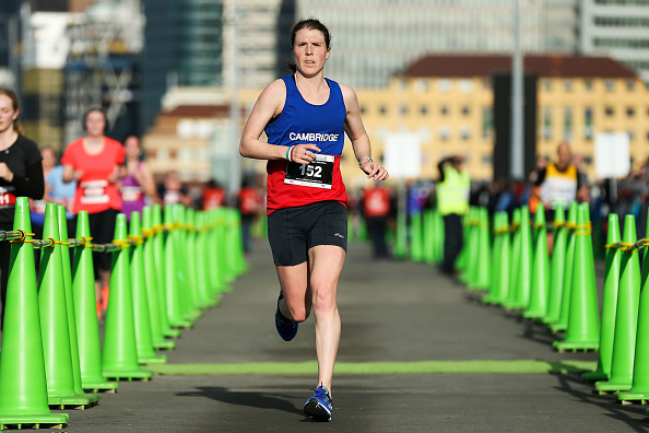 Alice Mason crosses the line to win the Wellington Marathon in 2018. Photo: Getty Images