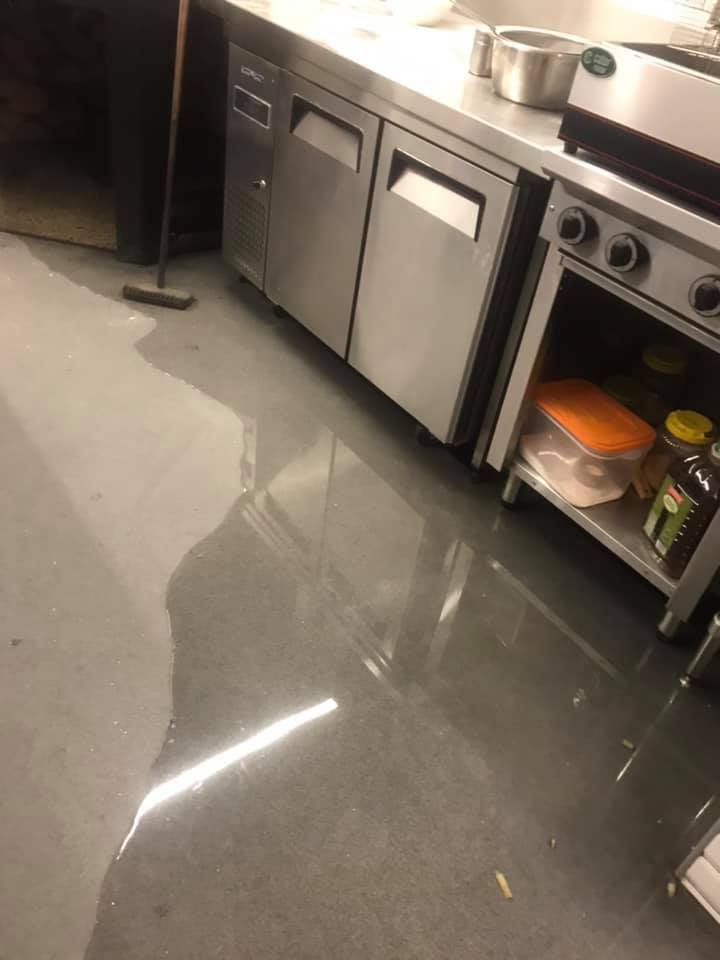 Fire & Slice was also flooded in October 2019 after heavy rain. Photo: Supplied
