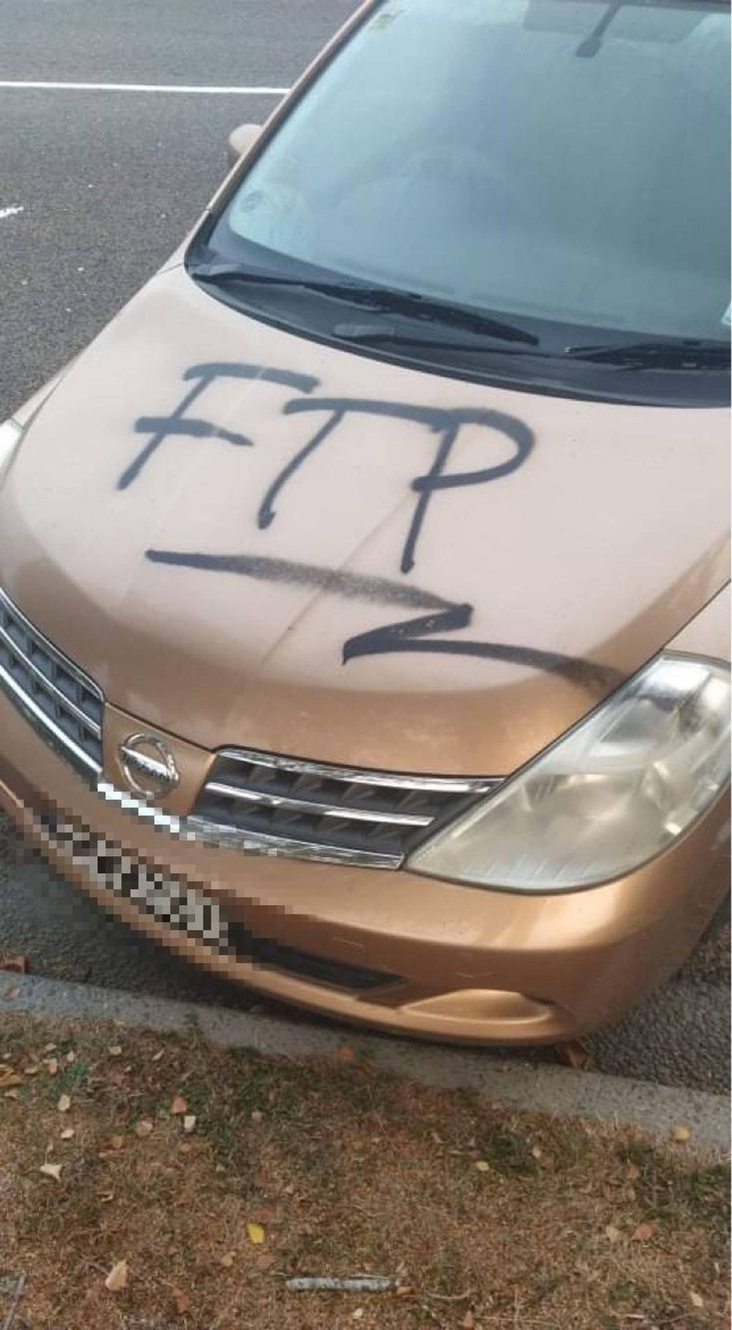 This car was reportedly vandalised in the Bishopdale area. Photo: Supplied