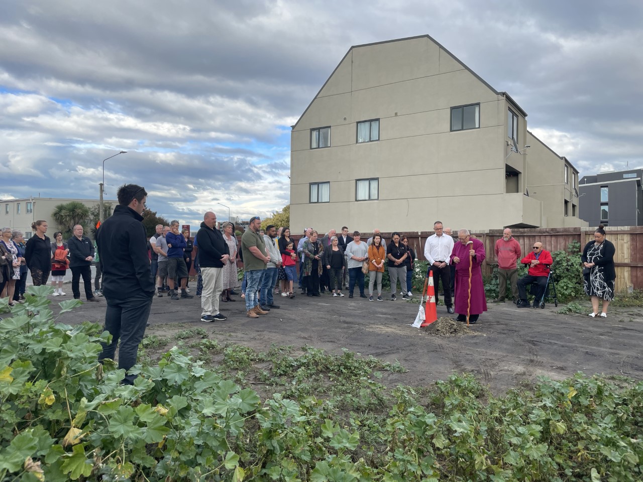 The site blessing by Bishop Richard Wallace of Te Waipounamu. Photo: Christchurch City Mission