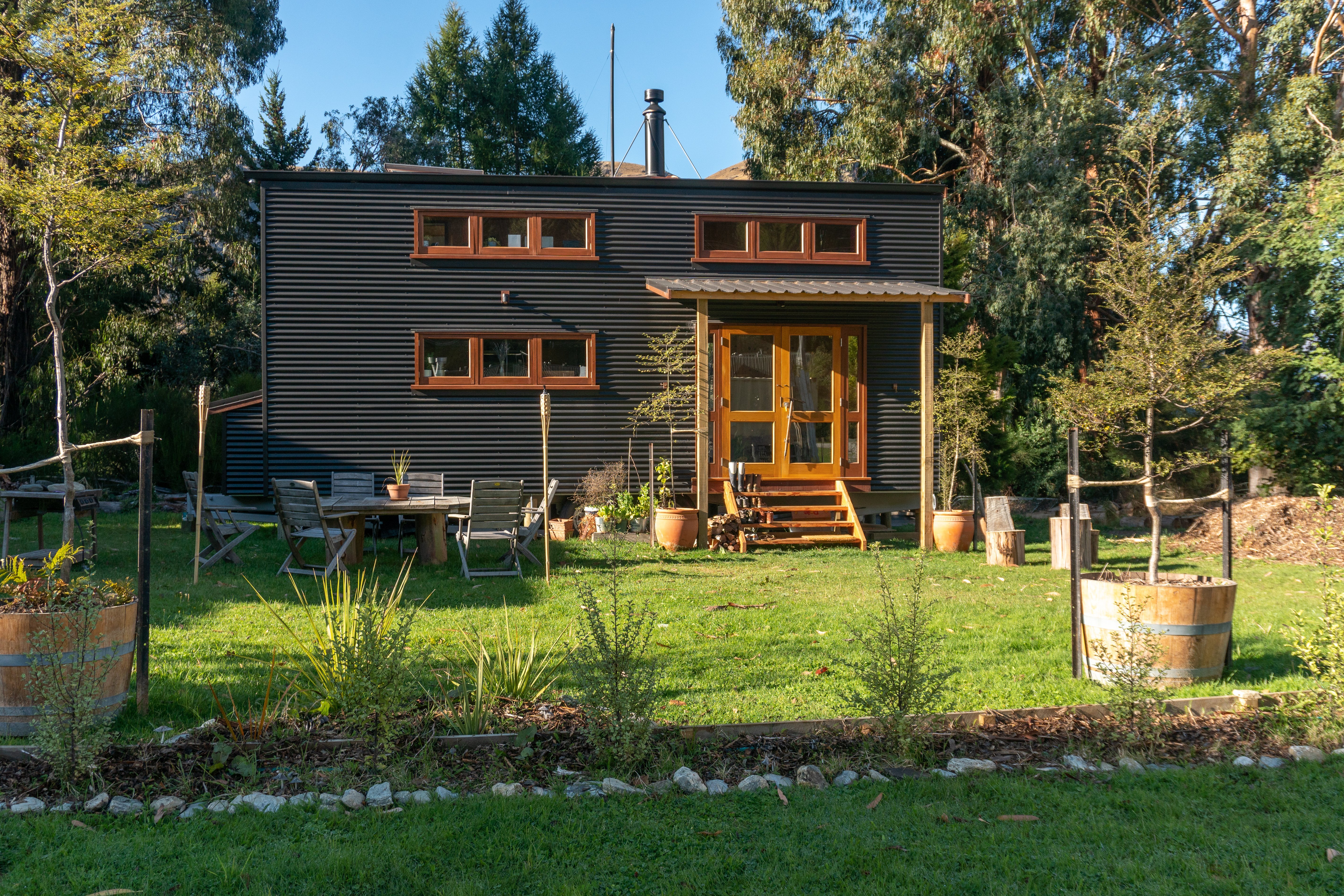 Sophie and Pete Oswald’s tiny house at a previous site near Queenstown. PHOTOS: SUPPLIED