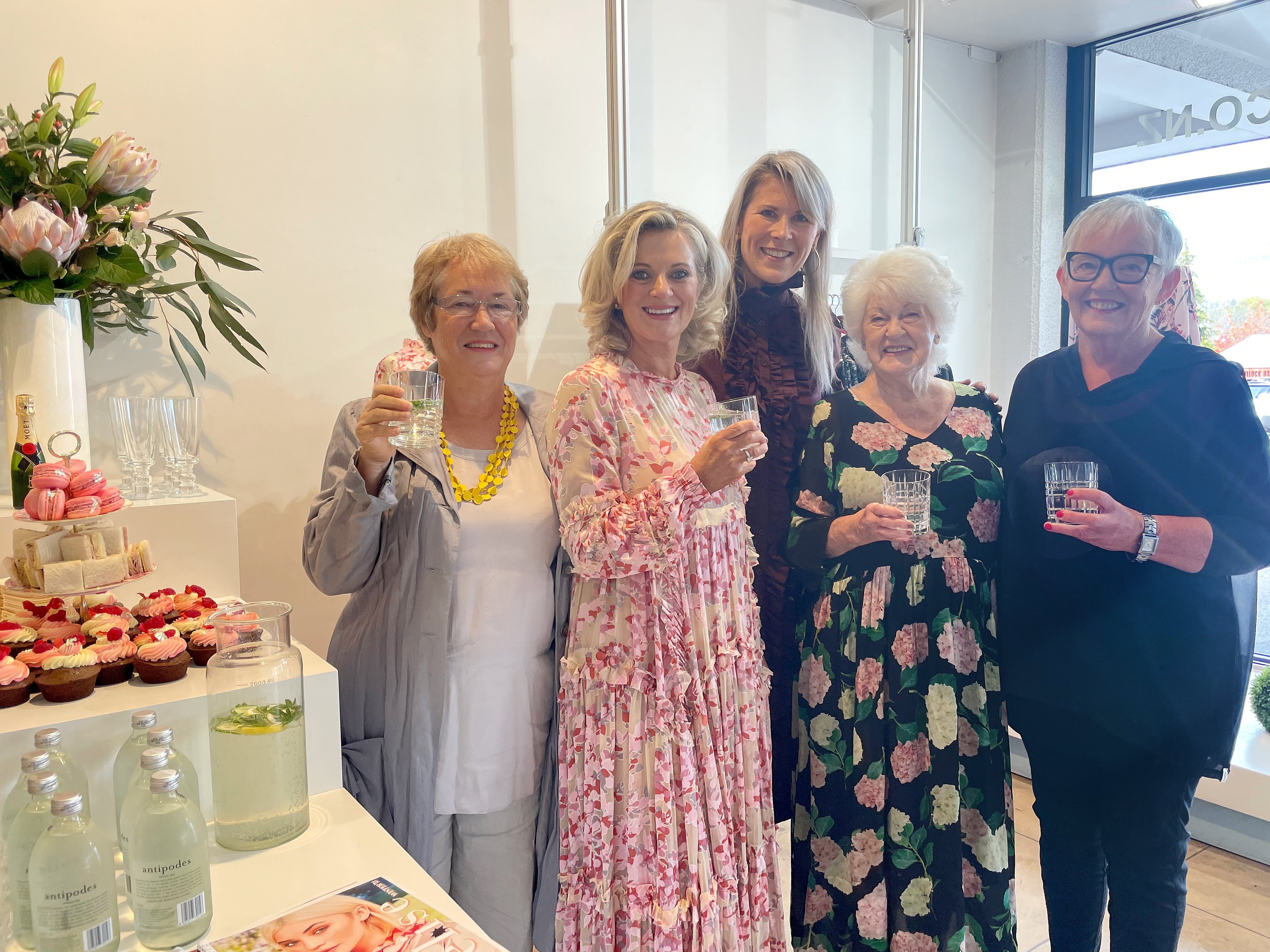 Clothing designer Dame Trelise Cooper (second from left) with Kate Wilson from Dunedin (left), ...