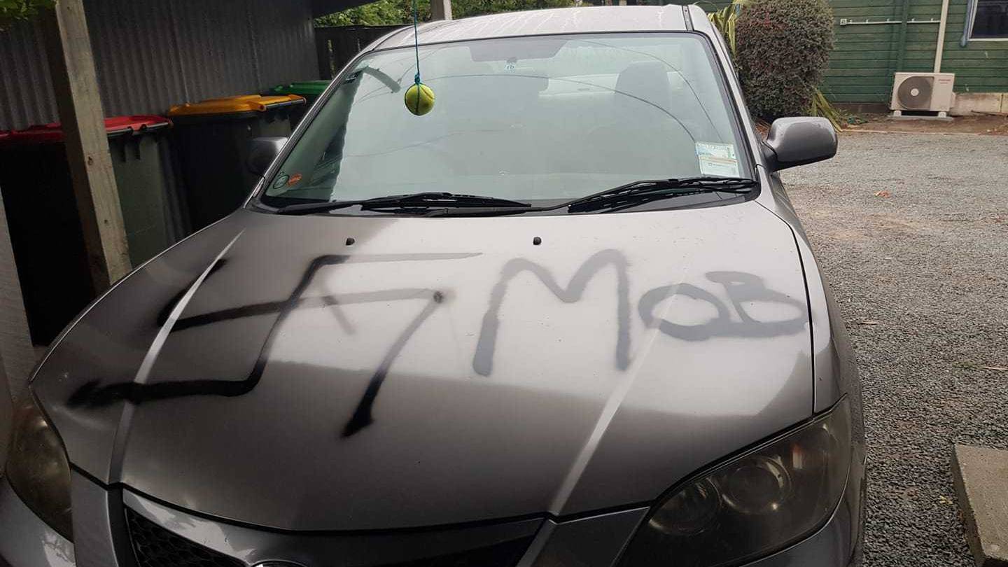 The vandalism left on a Lincoln resident's car on Wednesday night. Photo: Supplied