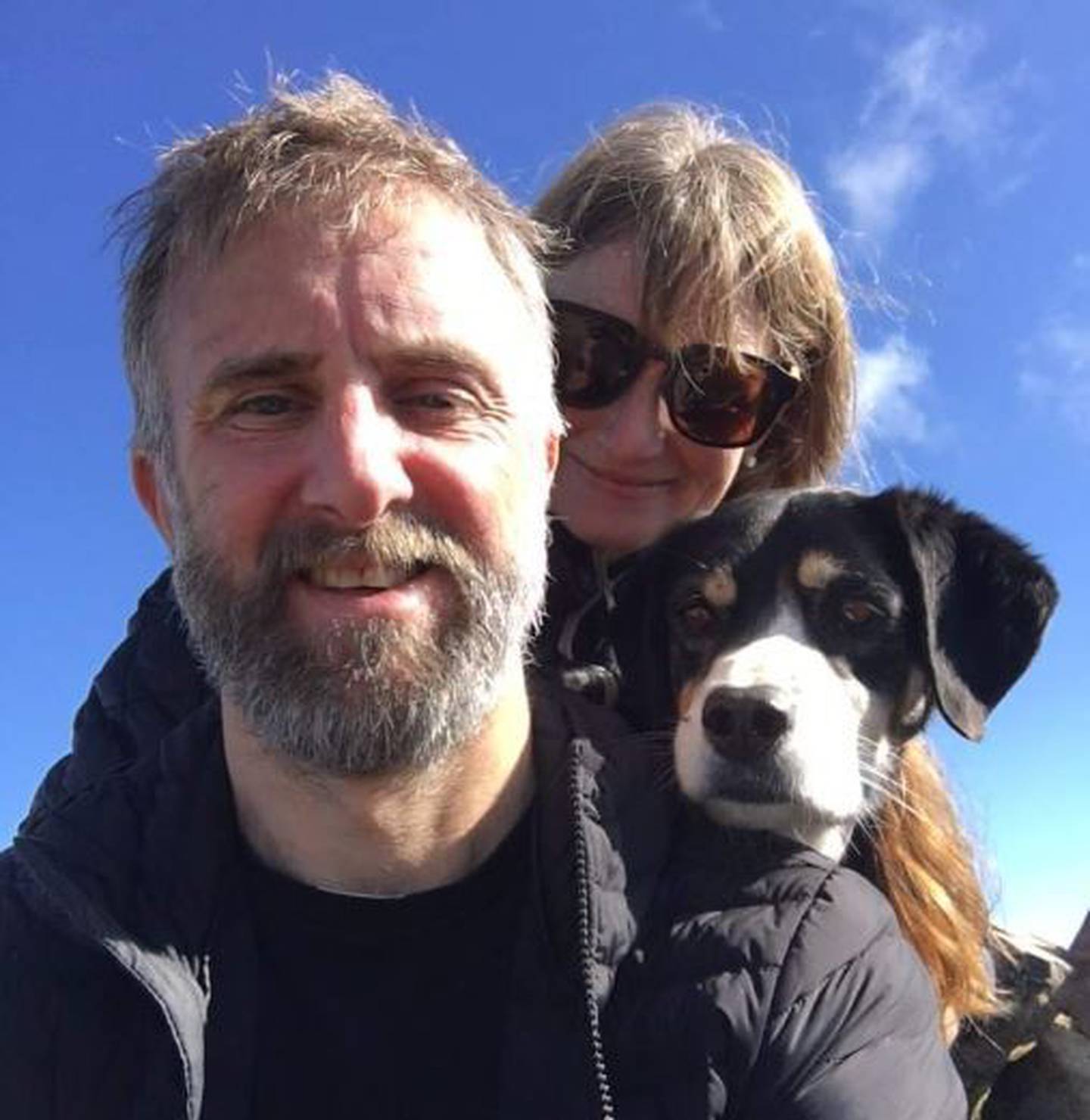 Richard Phillips with his partner Jacqueline and dog Betsy. Photo: Supplied