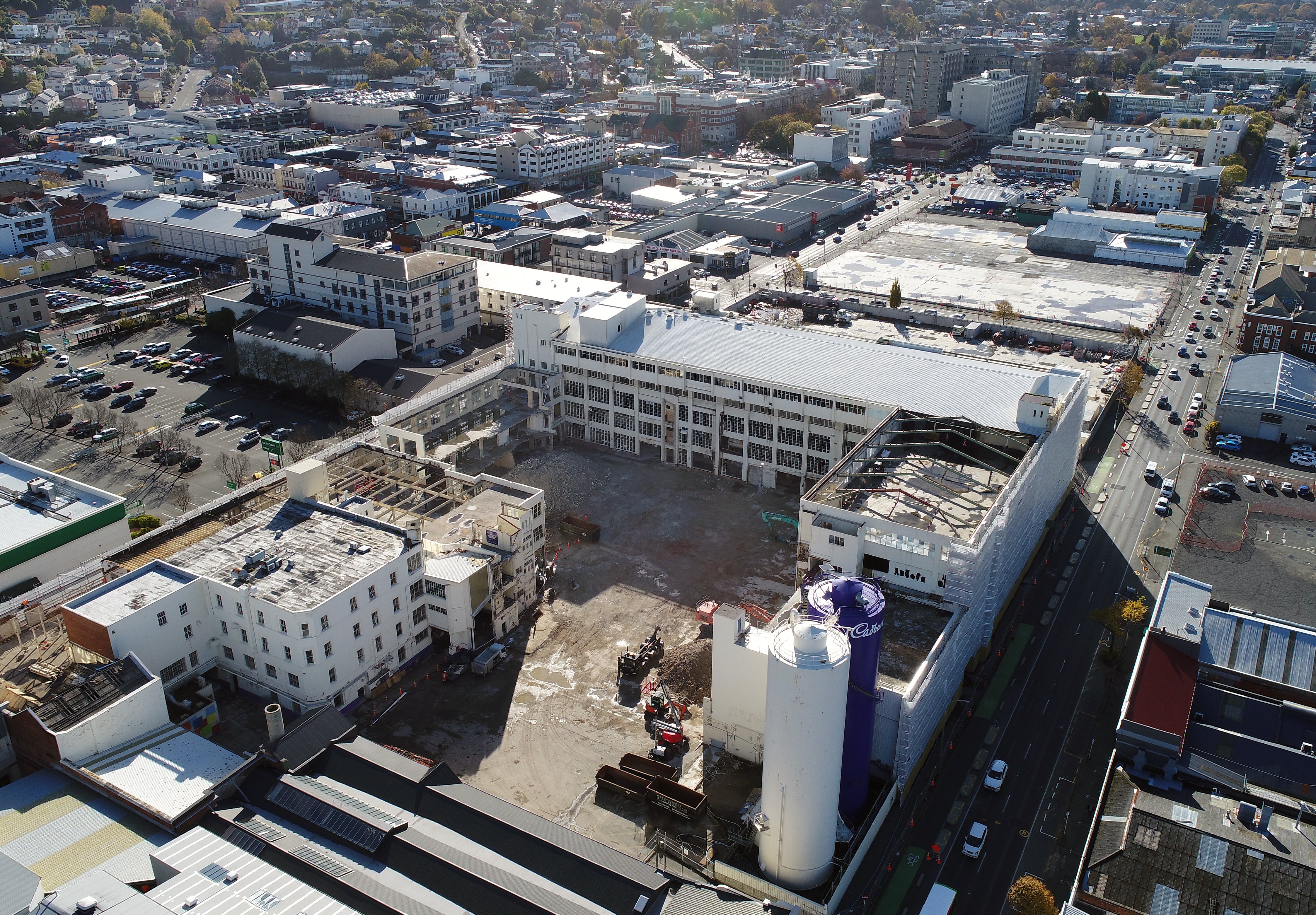 Work continues on demolition of the former Cadbury factory. PHOTO: STEPHEN JAQUIERY