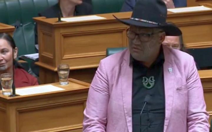 Rawiri Waititi in Parliament, before getting kicked out of the House for doing a haka. Photo:...