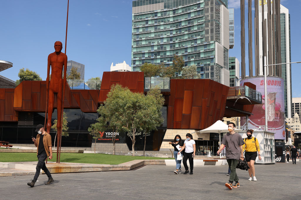 People walk through Yagan Square in the Perth CBD. Photo: Getty