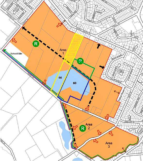 The part shaded in yellow may be set aside for future community use if the city council approves...