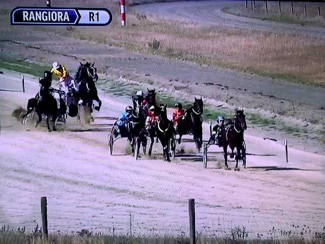 The serious crash during a race at Rangiora. Photo: Trackside 