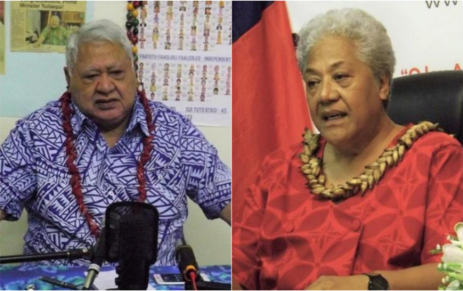 HRPP leader Tuila'epa Sa'ilele Malielegaoi and FAST Party leader Fiame Naomi Mata'afa. Photo: RNZ...