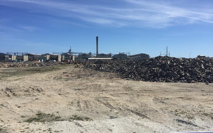 Waste piled up by the main Tiwai Point aluminium smelter site earlier this year. Photo: Supplied