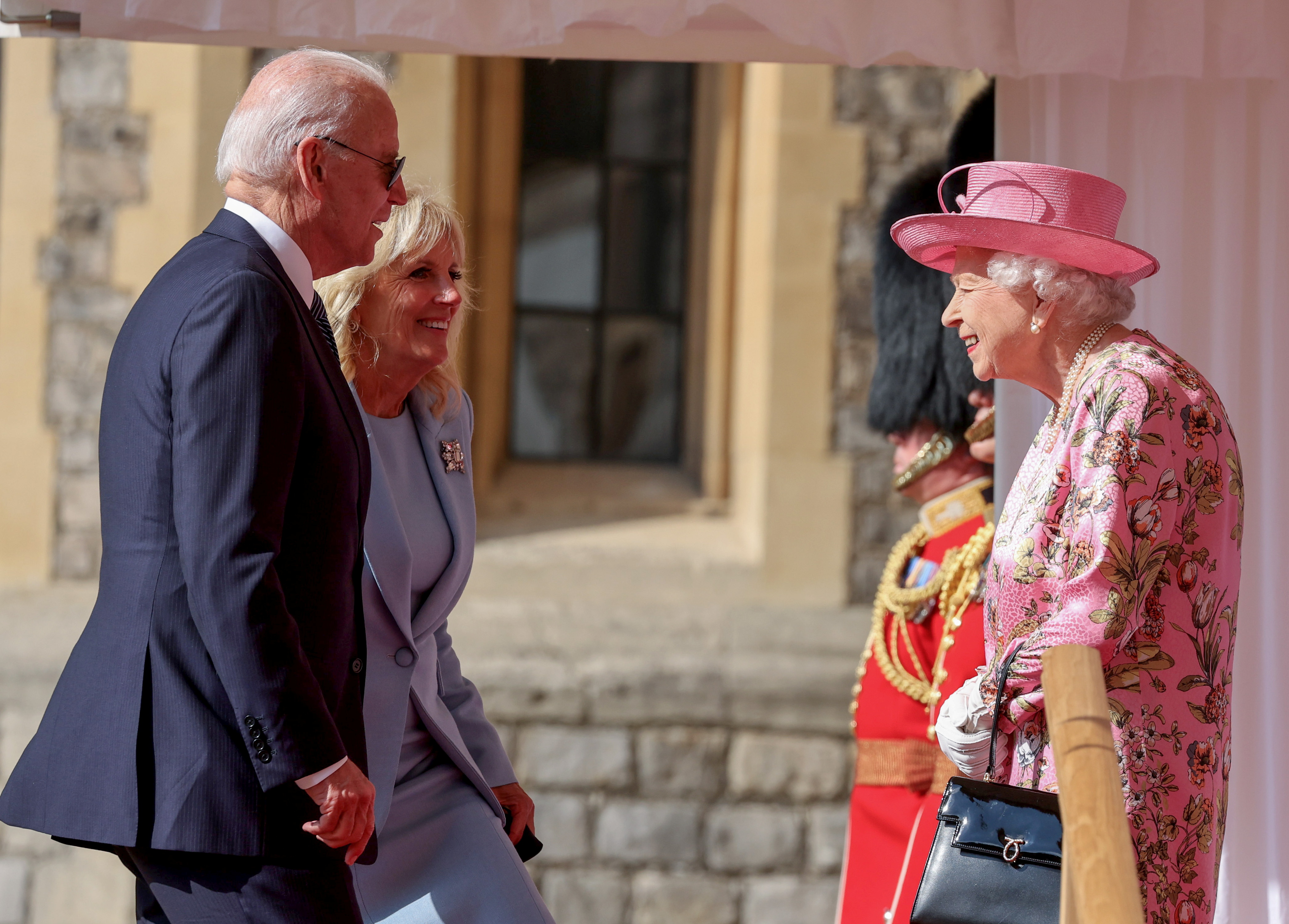 The Queen greets President Joe Biden and first lady Jill Biden at Windsor Castle. Photo: Reuters