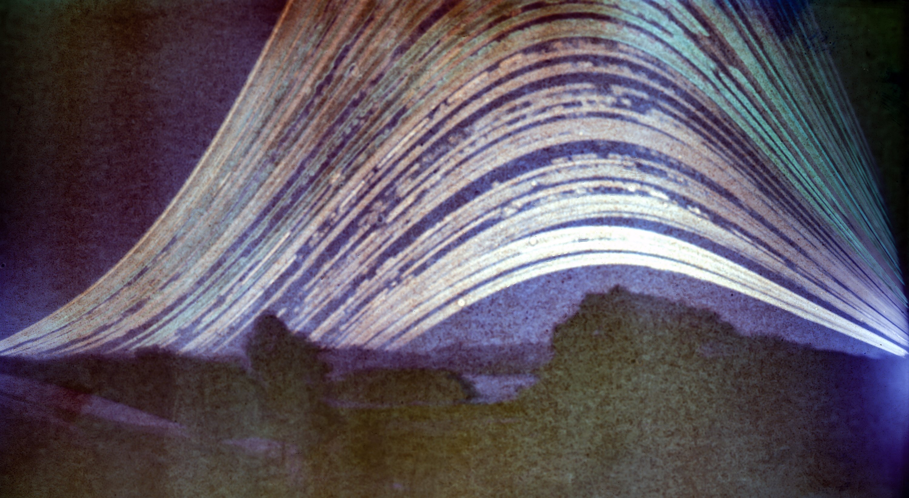 The path of the sun through to sunset, captured by a pinhole camera over 262 days. PHOTO: IAN...