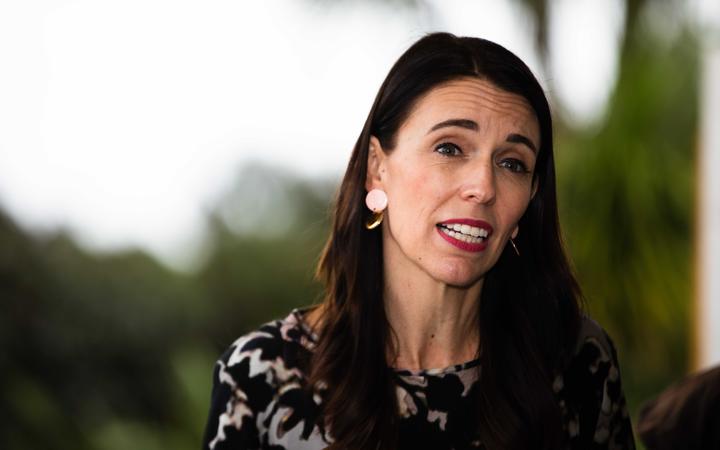 Prime Minister Jacinda Ardern wore loaned clothes from designers including Juliette Hogan. Photo:...