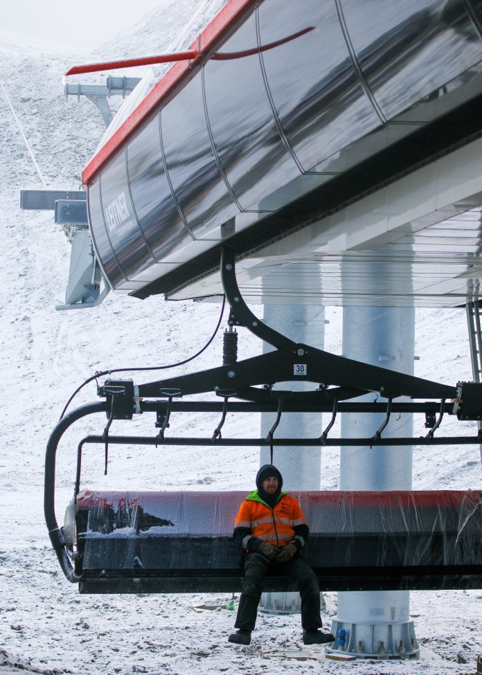 Mt Hutt team member Kendal Sparrow on the new eight-seater chairlift. Photo: Supplied via...