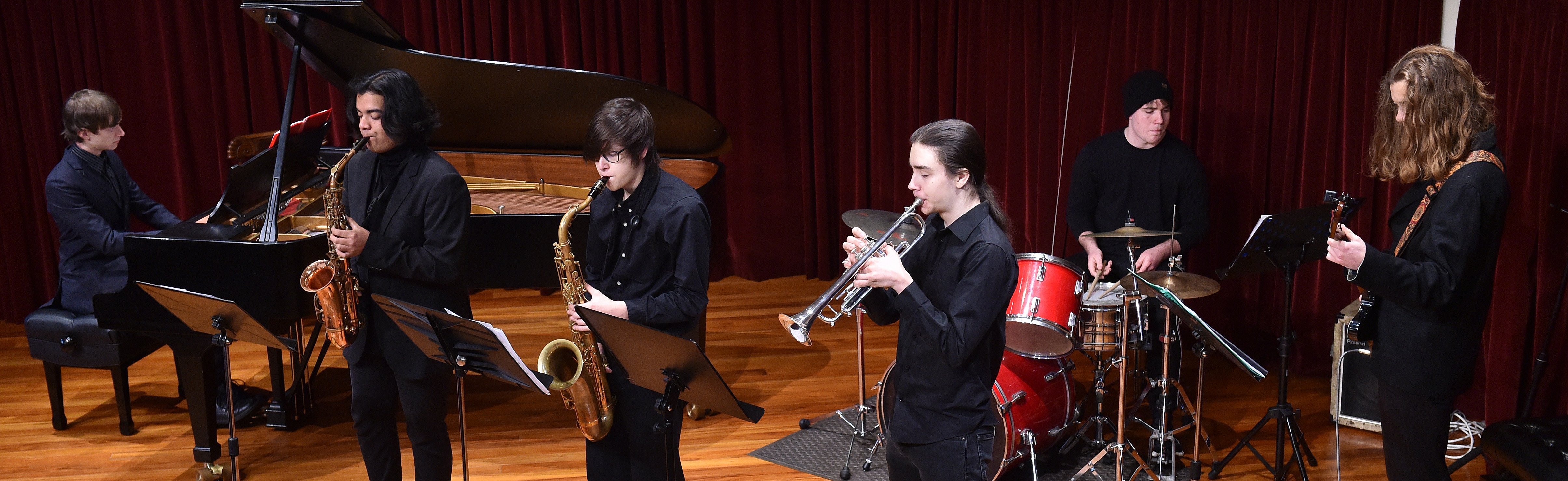 The Big Bad Big Band Reversing Truck Memorial Jam Schack members (from left) Paxton Hall, Jayden...