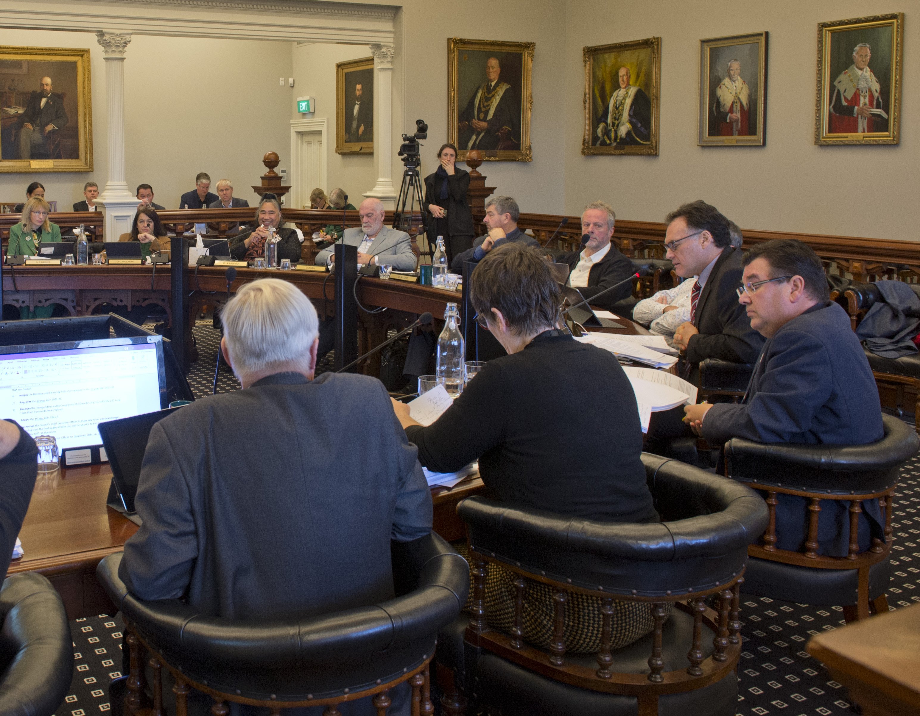Dunedin city councillors debate rates and debt levels at a council meeting yesterday. PHOTO:...