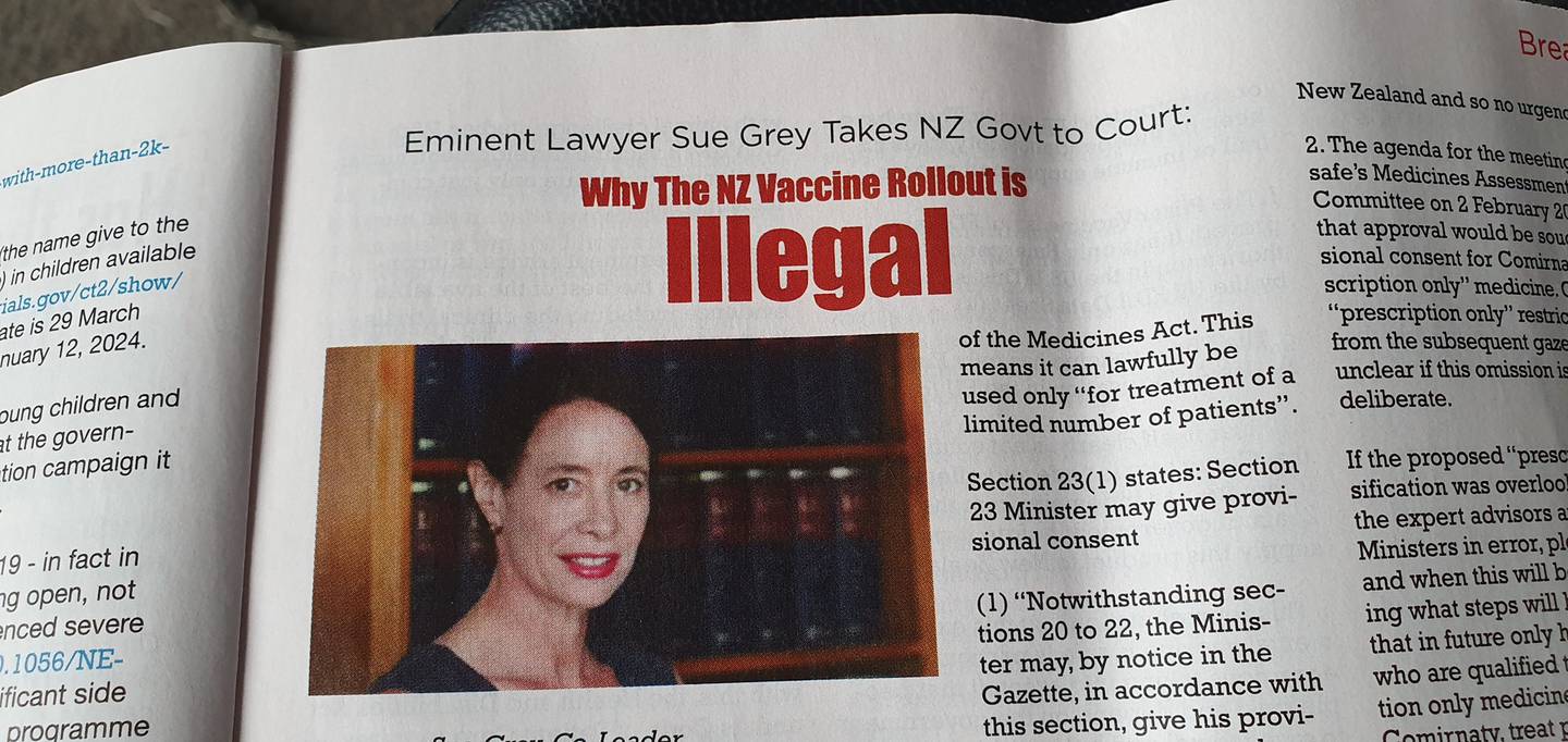 The Real News magazine contains an article claiming the vaccine rollout is illegal. Photo: Supplied