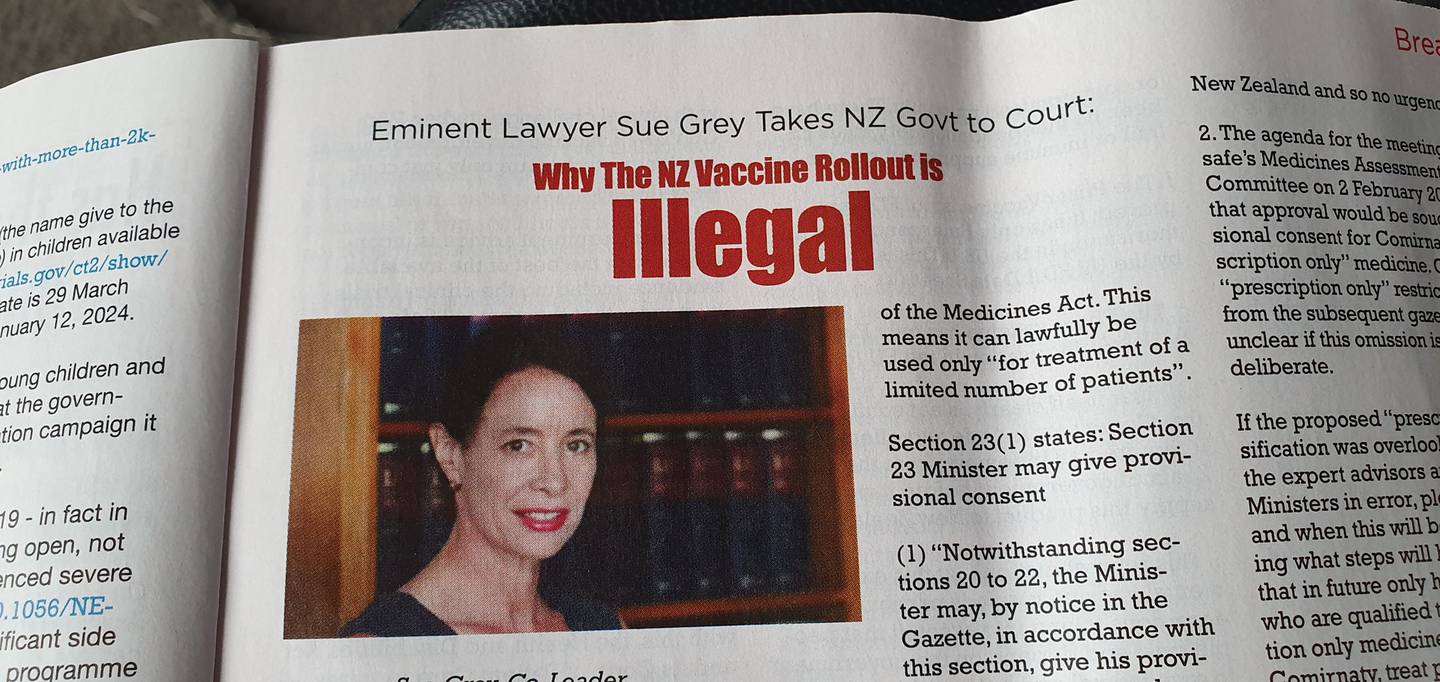 The Real News magazine contains an article claiming the vaccine rollout is illegal. Photo: Supplied