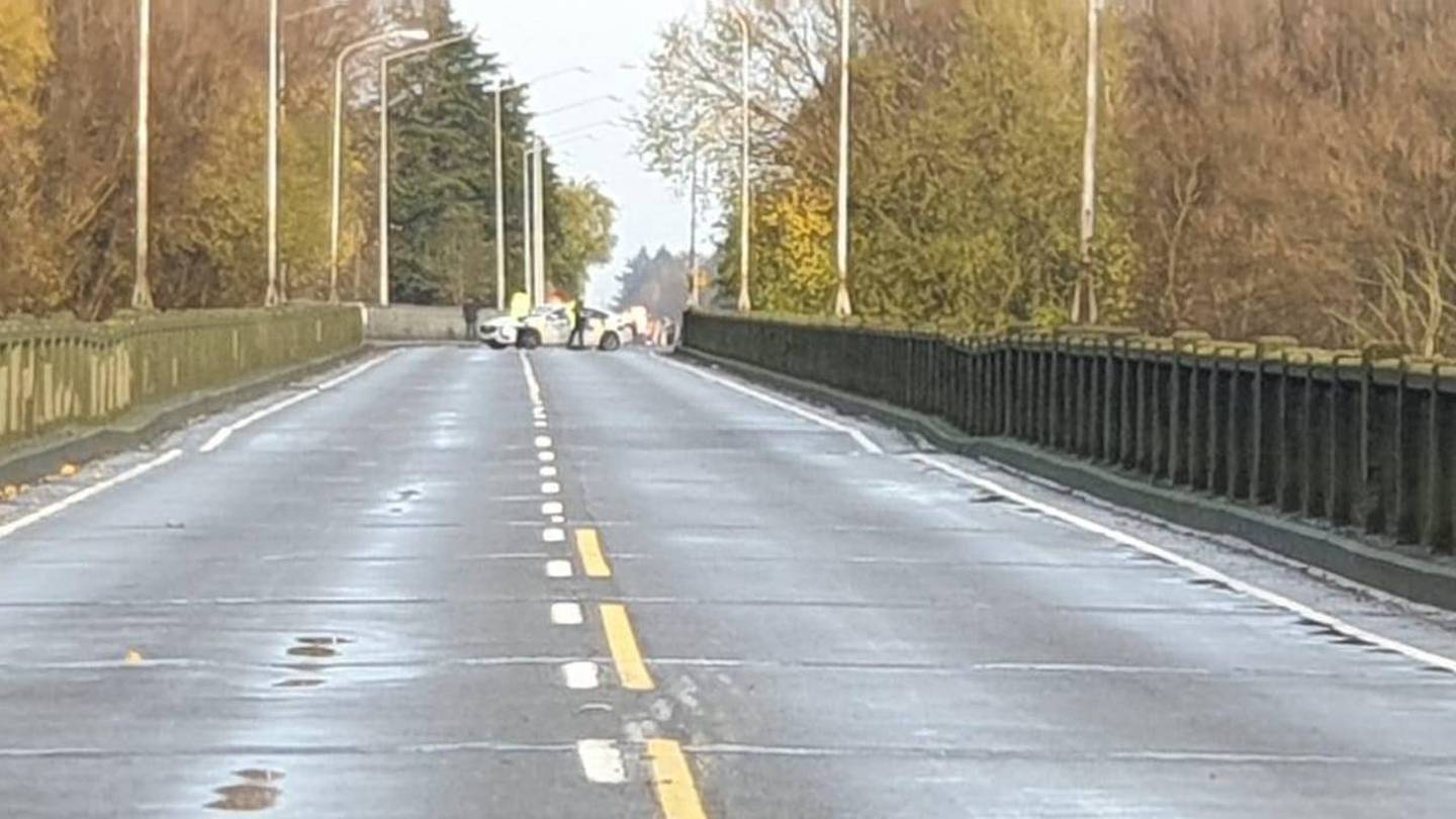 The Ashburton bridge on State Highway 1 was closed after slumping. Photo: Phil Hooper