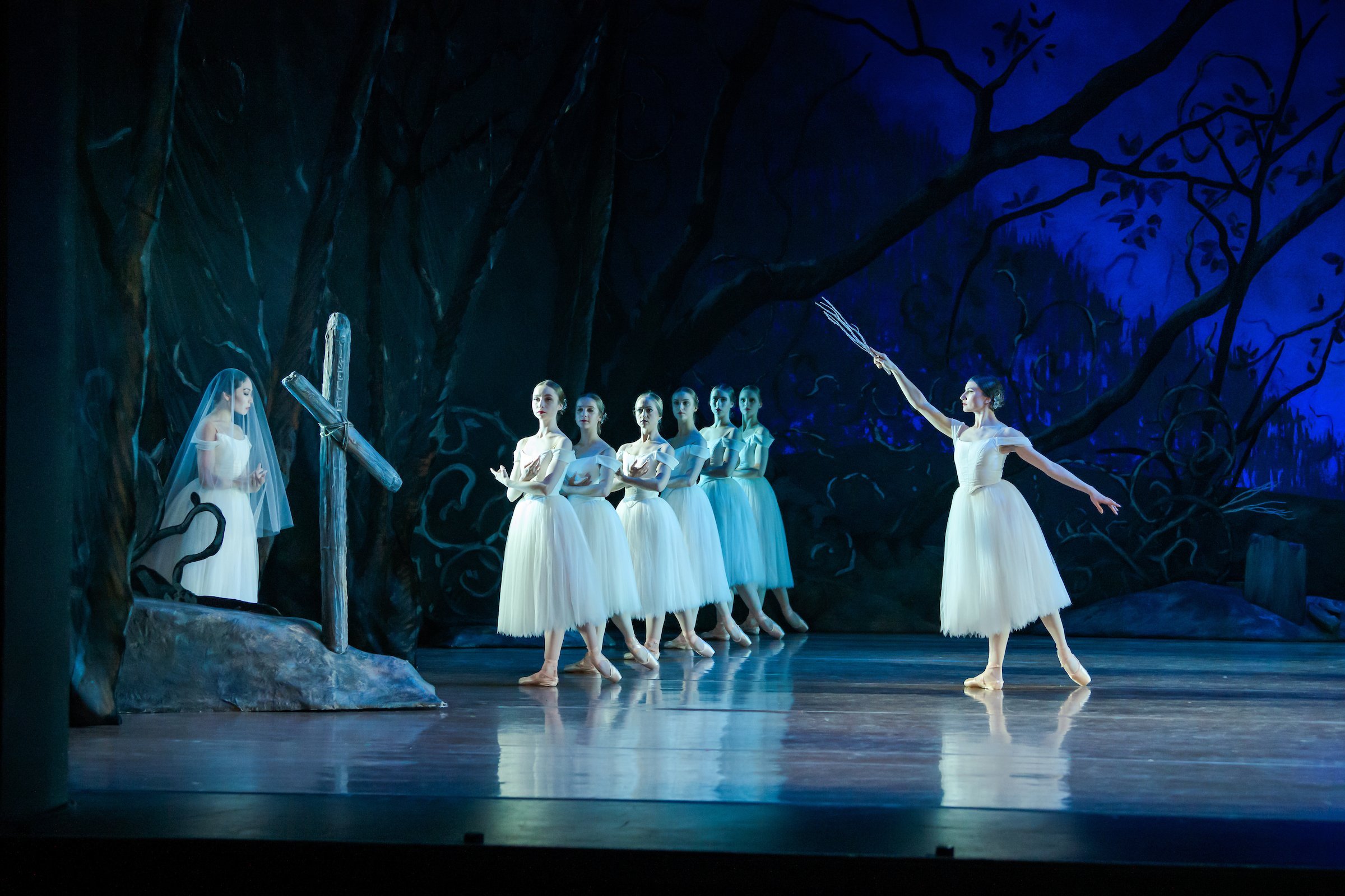 Mayu Tanigaito (left), as Giselle, and Sara Garbowski (right), as Myrtha, Queen of the Wilis,...